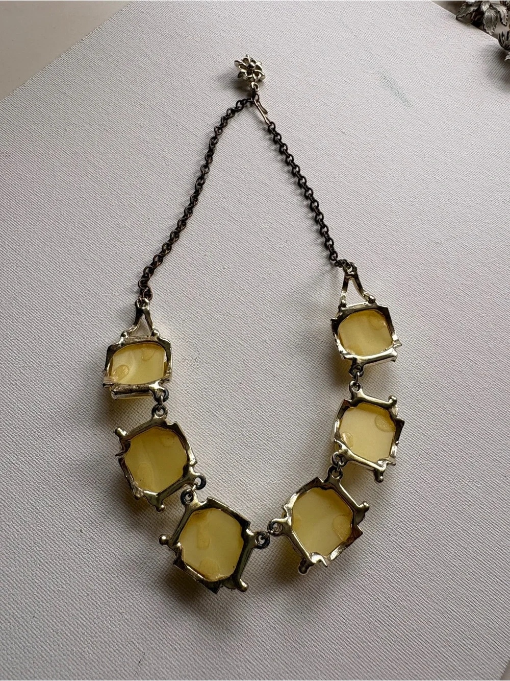 Vintage Yellow and Gold Chunky Statement Necklace